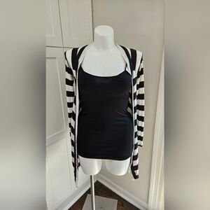 Express US XS Black And White Striped Cardigan